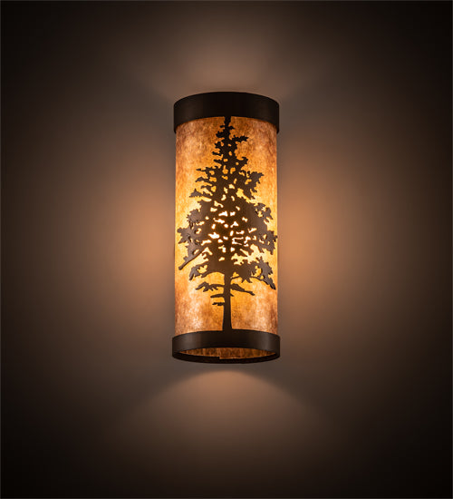 Meyda Lighting Tamarack 5" Antique Copper Wall Sconce With Amber Mica Shade Glass