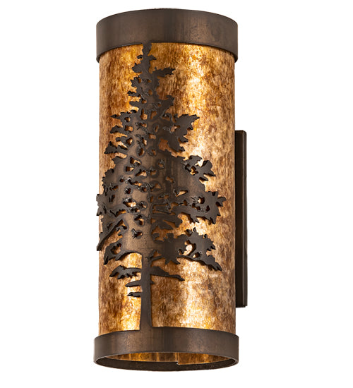 Meyda Lighting Tamarack 5" Antique Copper Wall Sconce With Amber Mica Shade Glass