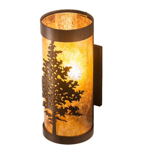 Meyda Lighting Tamarack 5" Antique Copper Wall Sconce With Amber Mica Shade Glass