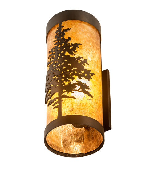 Meyda Lighting Tamarack 5" Antique Copper Wall Sconce With Amber Mica Shade Glass