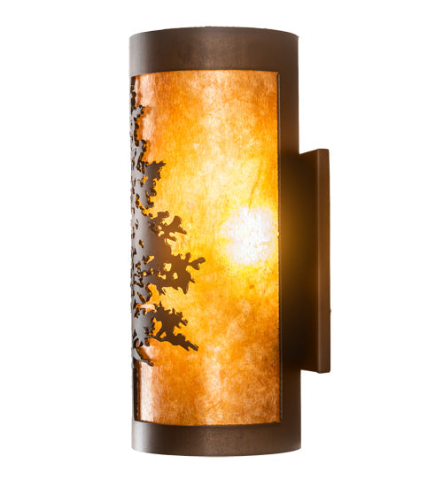 Meyda Lighting Tamarack 5" Antique Copper Wall Sconce With Amber Mica Shade Glass