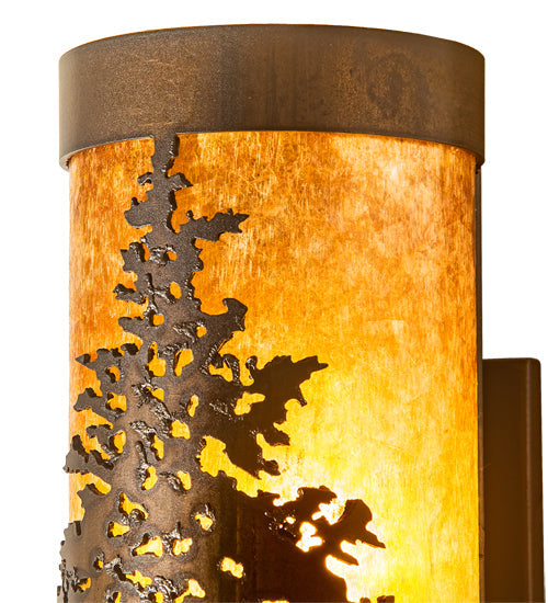 Meyda Lighting Tamarack 5" Antique Copper Wall Sconce With Amber Mica Shade Glass