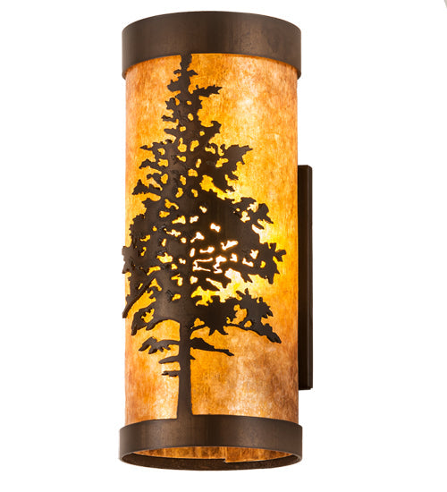 Meyda Lighting Tamarack 5" Antique Copper Wall Sconce With Amber Mica Shade Glass