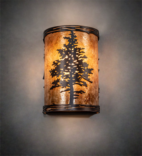 Meyda Lighting Tamarack 5" Mahogany Bronze Wall Sconce With Amber Mica Shade Glass