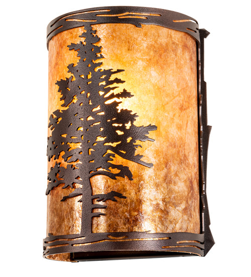 Meyda Lighting Tamarack 5" Mahogany Bronze Wall Sconce With Amber Mica Shade Glass