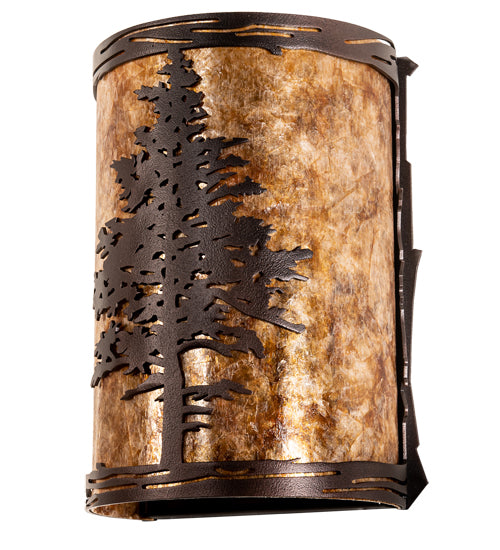 Meyda Lighting Tamarack 5" Mahogany Bronze Wall Sconce With Amber Mica Shade Glass
