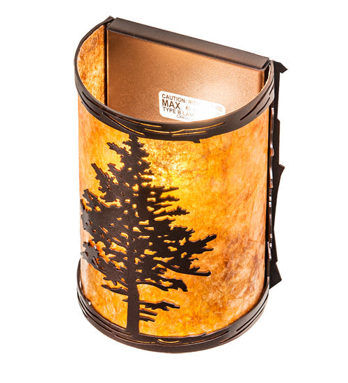Meyda Lighting Tamarack 5" Mahogany Bronze Wall Sconce With Amber Mica Shade Glass