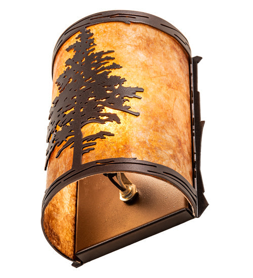 Meyda Lighting Tamarack 5" Mahogany Bronze Wall Sconce With Amber Mica Shade Glass
