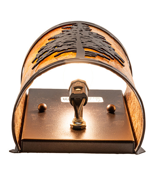 Meyda Lighting Tamarack 5" Mahogany Bronze Wall Sconce With Amber Mica Shade Glass