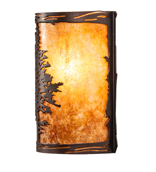 Meyda Lighting Tamarack 5" Mahogany Bronze Wall Sconce With Amber Mica Shade Glass