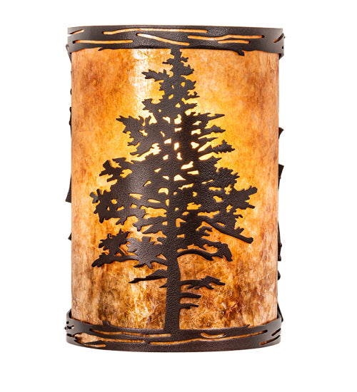 Meyda Lighting Tamarack 5" Mahogany Bronze Wall Sconce With Amber Mica Shade Glass