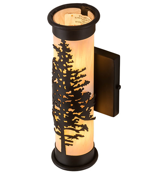 Meyda Lighting Tamarack 5" Oil Rubbed Bronze Wall Sconce With Beige Fleshtone Shade Glass