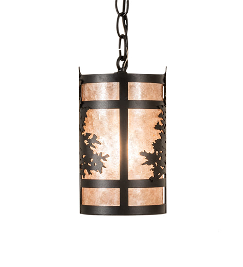 Meyda Lighting Tamarack 5" Textured Black Pendant Light With Silver Mica Shade Glass
