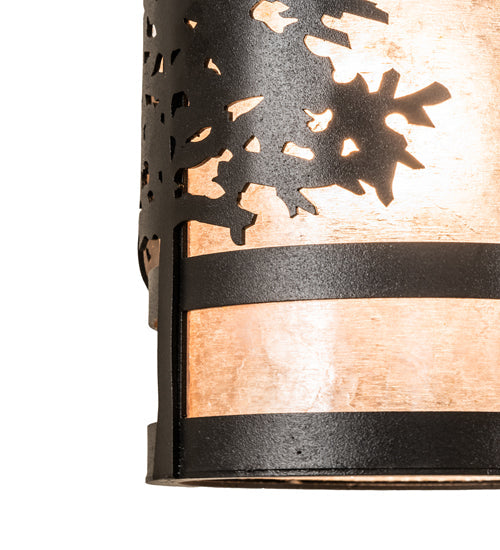 Meyda Lighting Tamarack 5" Textured Black Pendant Light With Silver Mica Shade Glass