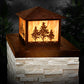 Meyda Lighting Tamarack 51" 2-Light Vintage Copper Outdoor Pier Mount Light With Beige Travertine Idalight Shade