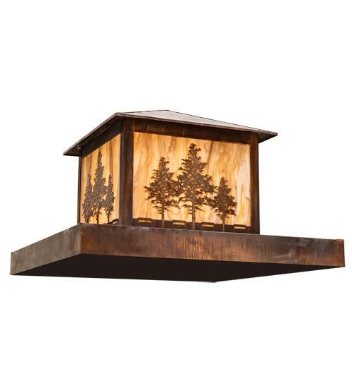 Meyda Lighting Tamarack 51" 2-Light Vintage Copper Outdoor Pier Mount Light With Beige Travertine Idalight Shade