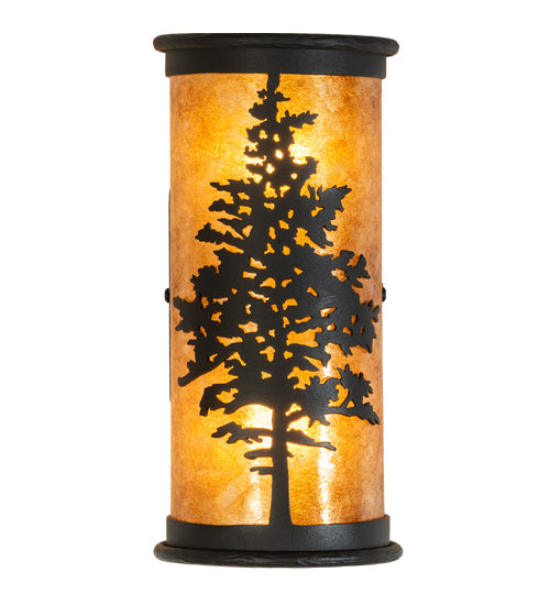 Meyda Lighting Tamarack 6" 2-Light Old Wrought Iron Wall Sconce With Amber Mica Shade Glass