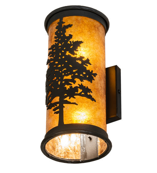 Meyda Lighting Tamarack 6" 2-Light Old Wrought Iron Wall Sconce With Amber Mica Shade Glass