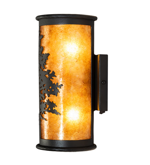 Meyda Lighting Tamarack 6" 2-Light Old Wrought Iron Wall Sconce With Amber Mica Shade Glass