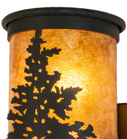 Meyda Lighting Tamarack 6" 2-Light Old Wrought Iron Wall Sconce With Amber Mica Shade Glass