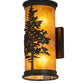 Meyda Lighting Tamarack 6" 2-Light Old Wrought Iron Wall Sconce With Amber Mica Shade Glass