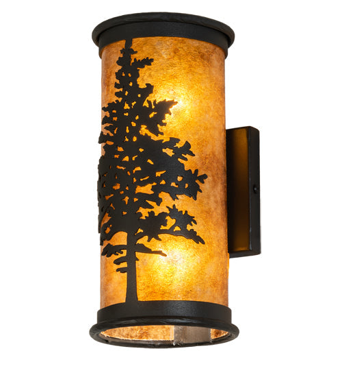 Meyda Lighting Tamarack 6" 2-Light Old Wrought Iron Wall Sconce With Amber Mica Shade Glass