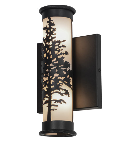 Meyda Lighting Tamarack 7" 2-Light Textured Black Wall Sconce With White Statuario Idalight Shade Glass