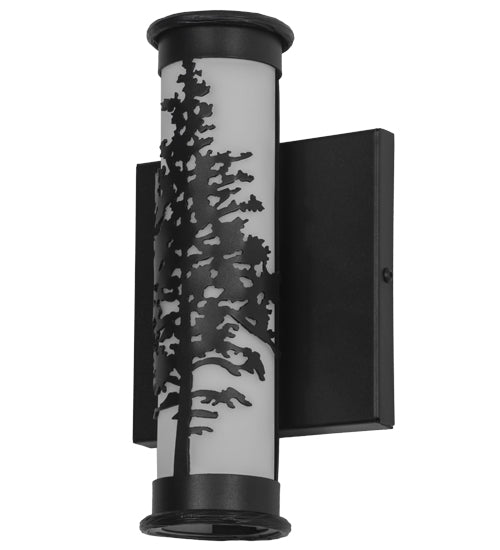 Meyda Lighting Tamarack 7" 2-Light Textured Black Wall Sconce With White Statuario Idalight Shade Glass