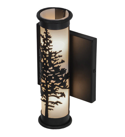 Meyda Lighting Tamarack 7" 2-Light Textured Black Wall Sconce With White Statuario Idalight Shade Glass