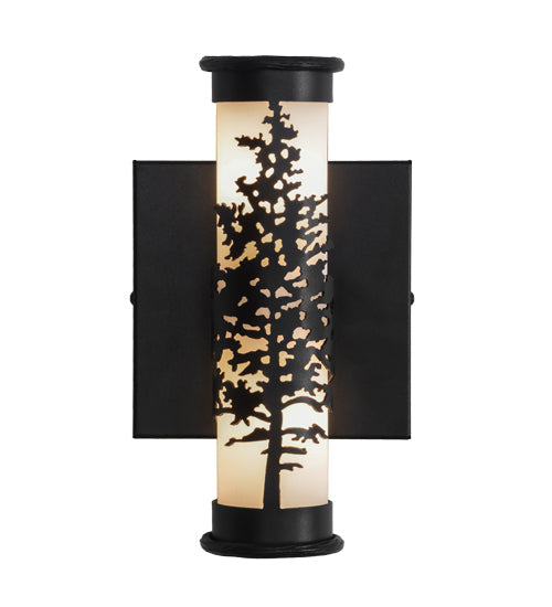 Meyda Lighting Tamarack 7" 2-Light Textured Black Wall Sconce With White Statuario Idalight Shade Glass