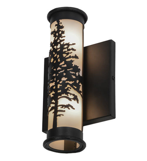 Meyda Lighting Tamarack 7" 2-Light Textured Black Wall Sconce With White Statuario Idalight Shade Glass
