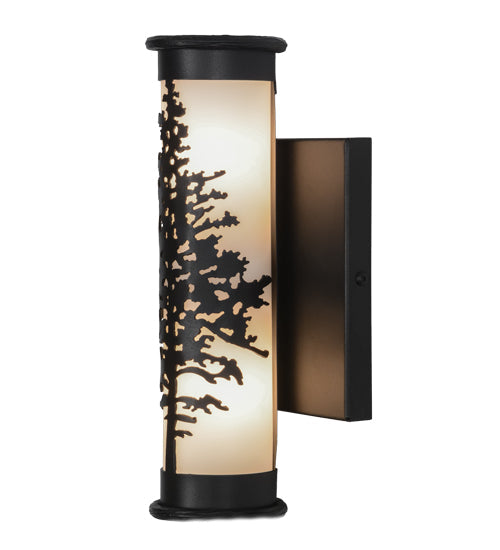 Meyda Lighting Tamarack 7" 2-Light Textured Black Wall Sconce With White Statuario Idalight Shade Glass