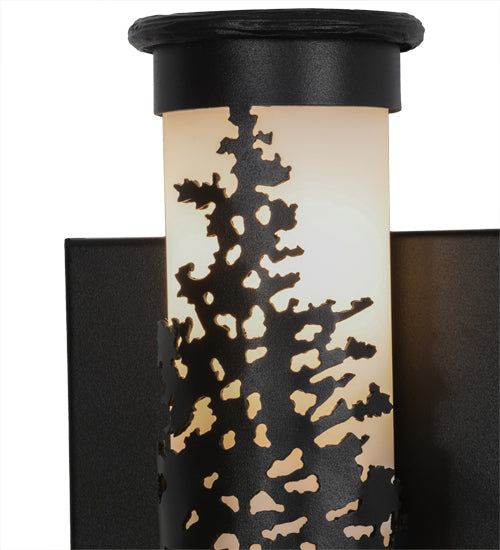Meyda Lighting Tamarack 7" 2-Light Textured Black Wall Sconce With White Statuario Idalight Shade Glass