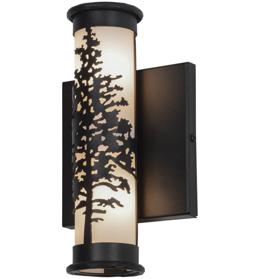 Meyda Lighting Tamarack 7" 2-Light Textured Black Wall Sconce With White Statuario Idalight Shade Glass