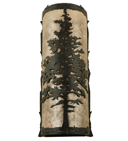 Meyda Lighting Tamarack 7" 2-Light Wrought Iron Wall Sconce With Silver Mica Shade Glass