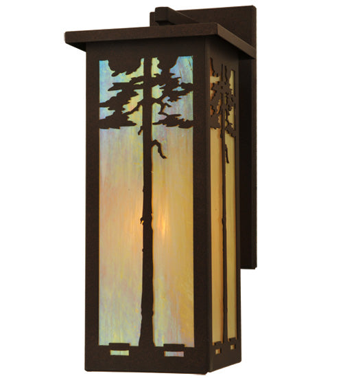 Meyda Lighting Tamarack 8" Cafe Noir Wall Sconce With Beige Iridescent Shade Glass