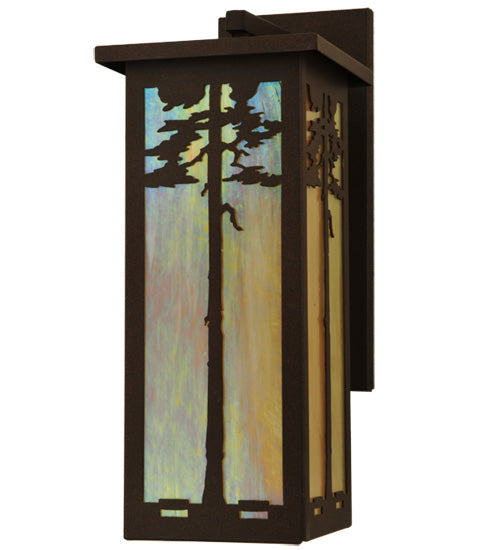 Meyda Lighting Tamarack 8" Cafe Noir Wall Sconce With Beige Iridescent Shade Glass