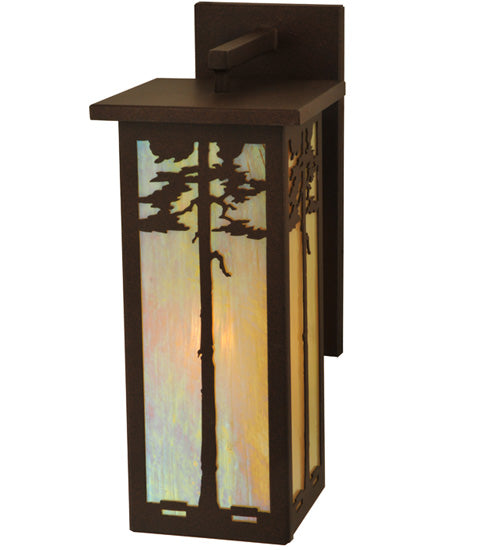 Meyda Lighting Tamarack 8" Cafe Noir Wall Sconce With Beige Iridescent Shade Glass