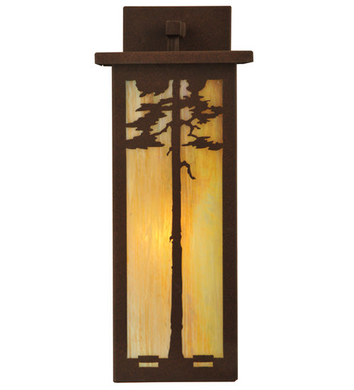 Meyda Lighting Tamarack 8" Cafe Noir Wall Sconce With Beige Iridescent Shade Glass