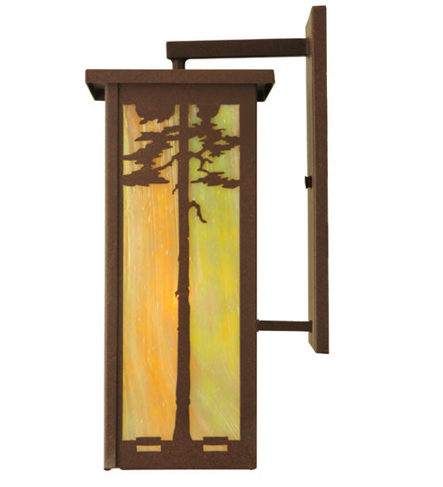 Meyda Lighting Tamarack 8" Cafe Noir Wall Sconce With Beige Iridescent Shade Glass