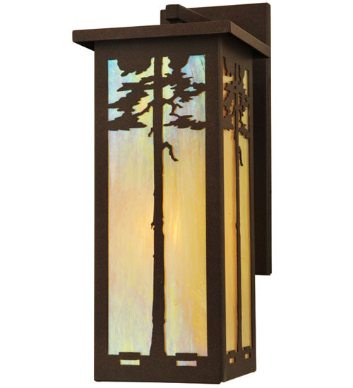 Meyda Lighting Tamarack 8" Cafe Noir Wall Sconce With Beige Iridescent Shade Glass