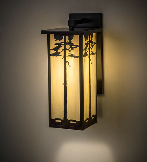 Meyda Lighting Tamarack 8" Craftsman Brown Wall Sconce With Beige Iridescent Shade Glass