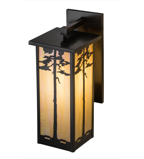 Meyda Lighting Tamarack 8" Craftsman Brown Wall Sconce With Beige Iridescent Shade Glass