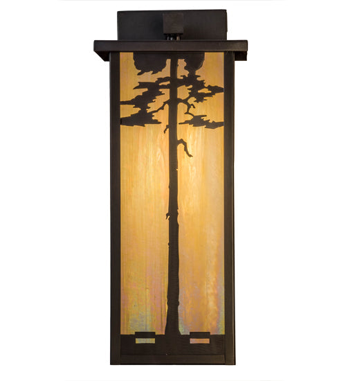 Meyda Lighting Tamarack 8" Craftsman Brown Wall Sconce With Beige Iridescent Shade Glass