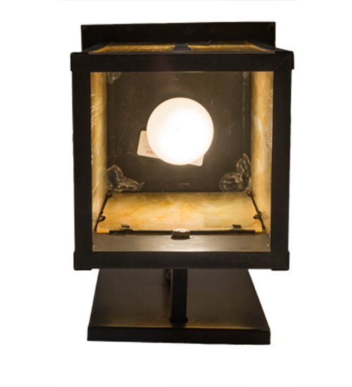 Meyda Lighting Tamarack 8" Craftsman Brown Wall Sconce With Beige Iridescent Shade Glass