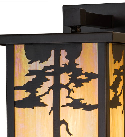 Meyda Lighting Tamarack 8" Craftsman Brown Wall Sconce With Beige Iridescent Shade Glass