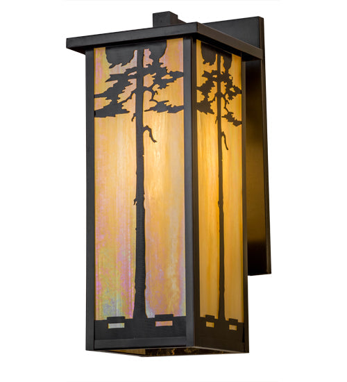 Meyda Lighting Tamarack 8" Craftsman Brown Wall Sconce With Beige Iridescent Shade Glass