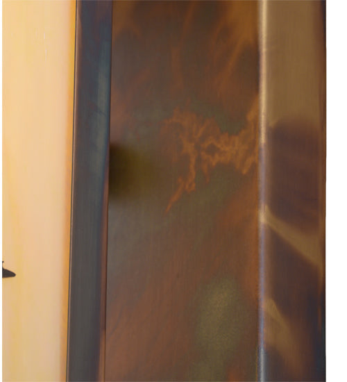 Meyda Lighting Tamarack 8" Dark Burnished Antique Copper Wall Sconce With Beige Iridescent Shade Glass