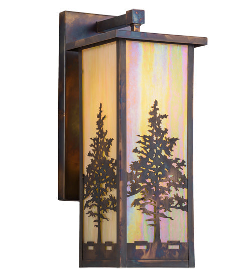 Meyda Lighting Tamarack 8" Dark Burnished Antique Copper Wall Sconce With Beige Iridescent Shade Glass