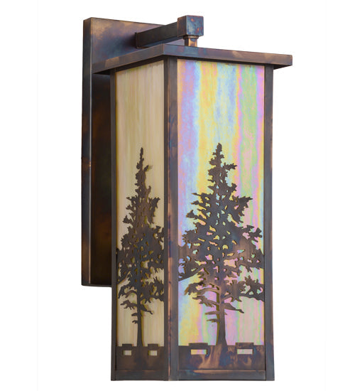Meyda Lighting Tamarack 8" Dark Burnished Antique Copper Wall Sconce With Beige Iridescent Shade Glass